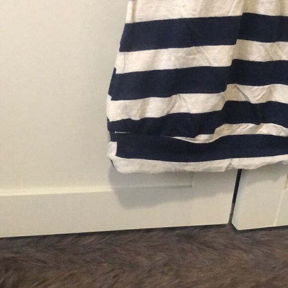 Weavers size medium navy blue and white striped crochet top 0043 - Picture 2 of 4